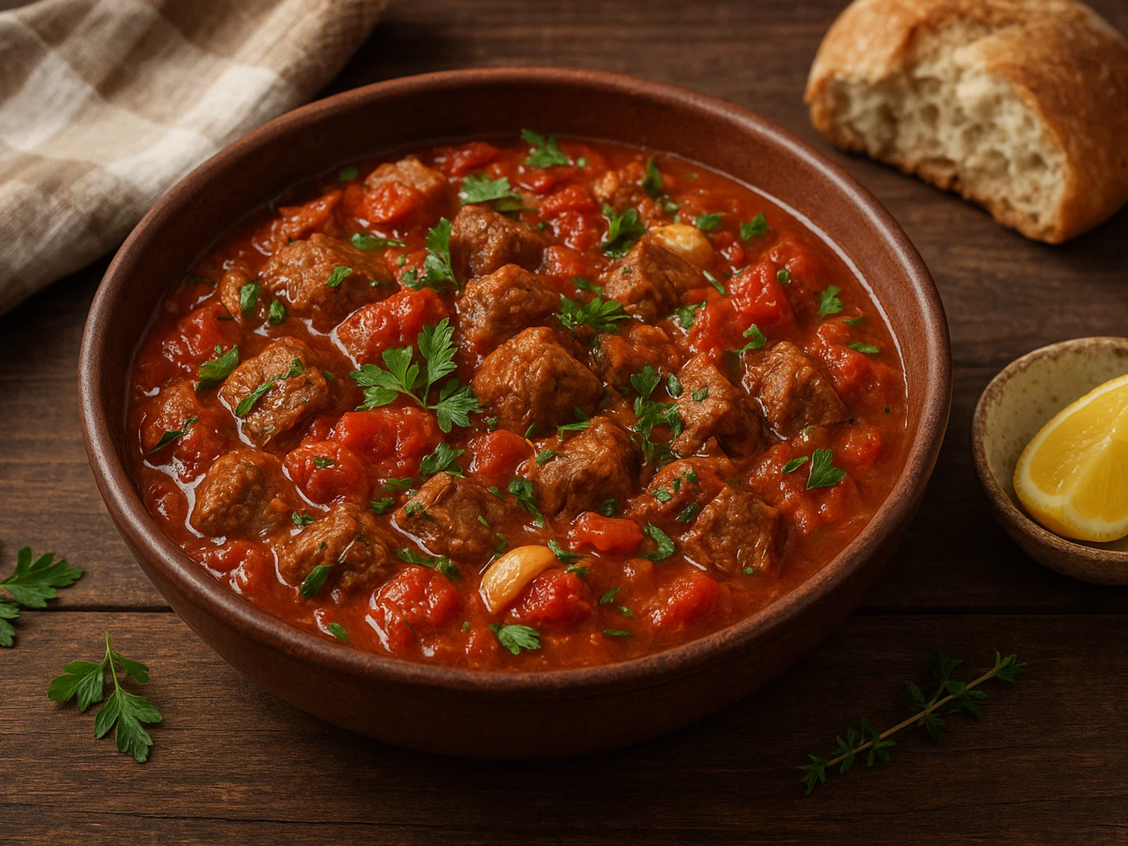 Ligusha – mediterraner Schmortopf mit Fleisch, Tomaten und Kräutern