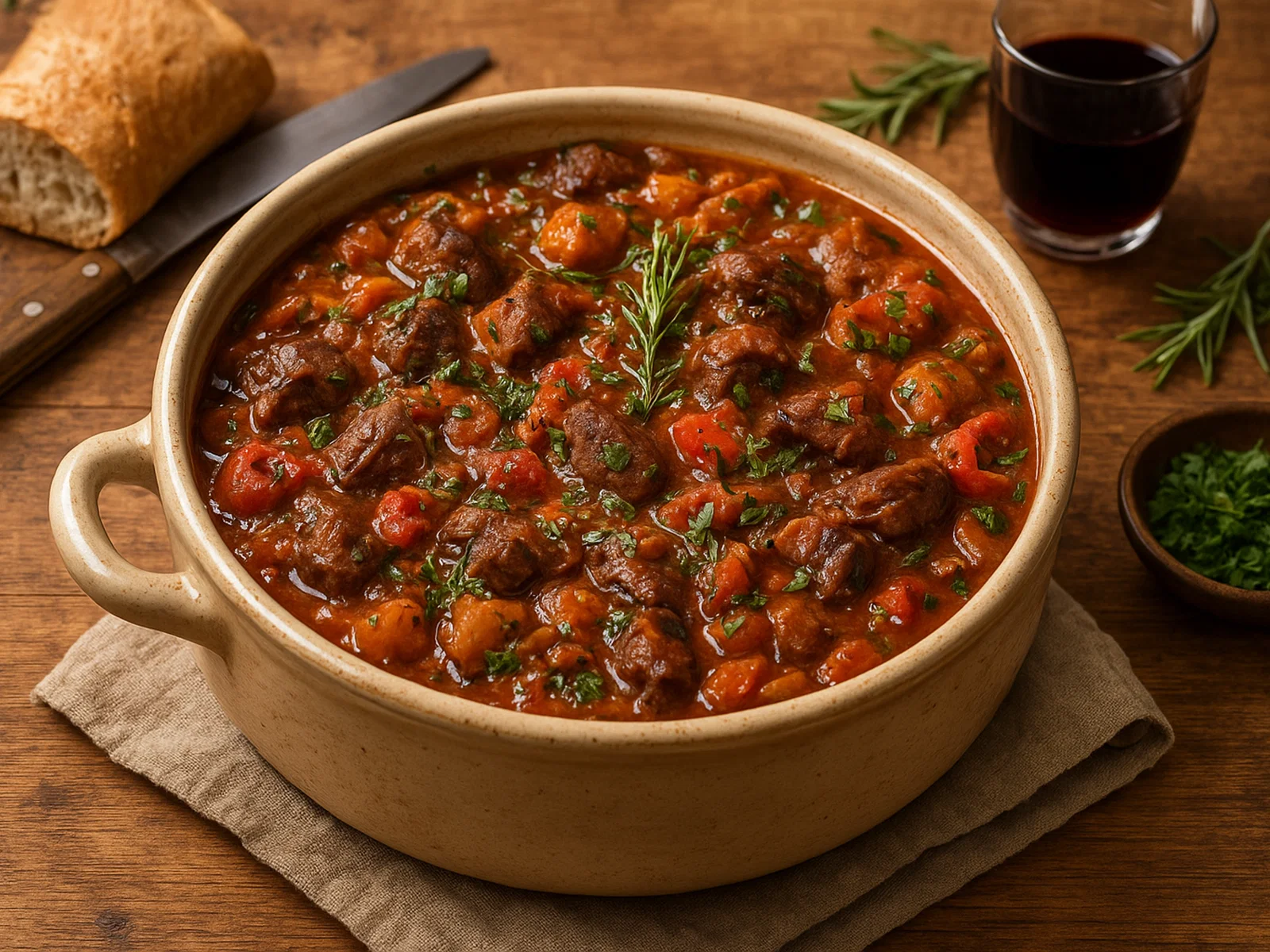 Pirèdoumé – mediterraner Schmortopf mit Kräutern, Tomaten und zartem Fleisch