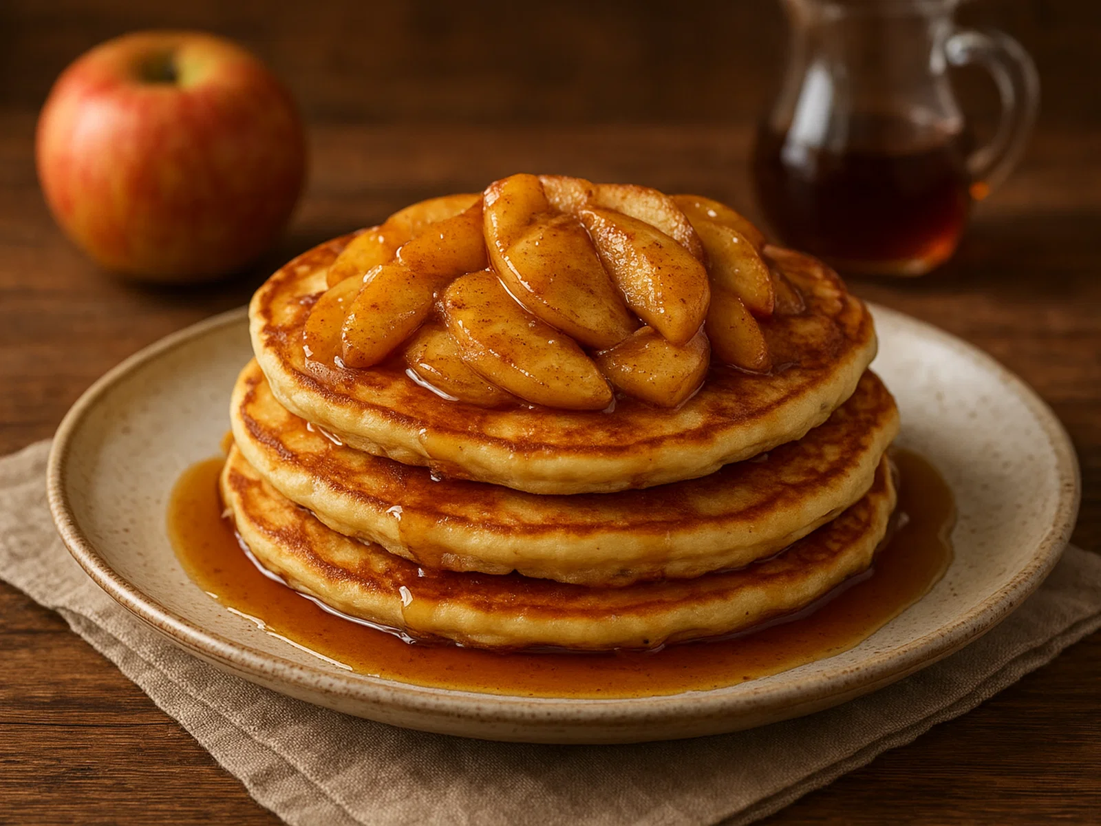 Apfel-Pfannkuchen mit Ahornsirup