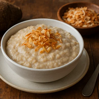 Pulaka-Pudding mit Kokosmilch