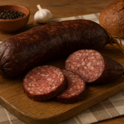 Hausgemachter Skilandis (litauische luftgetrocknete Wurst)