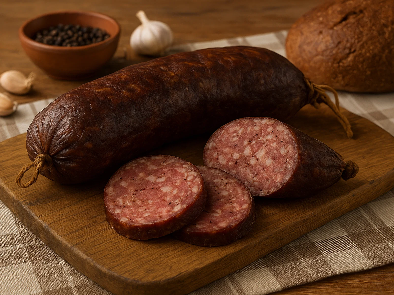Hausgemachter Skilandis (litauische luftgetrocknete Wurst)