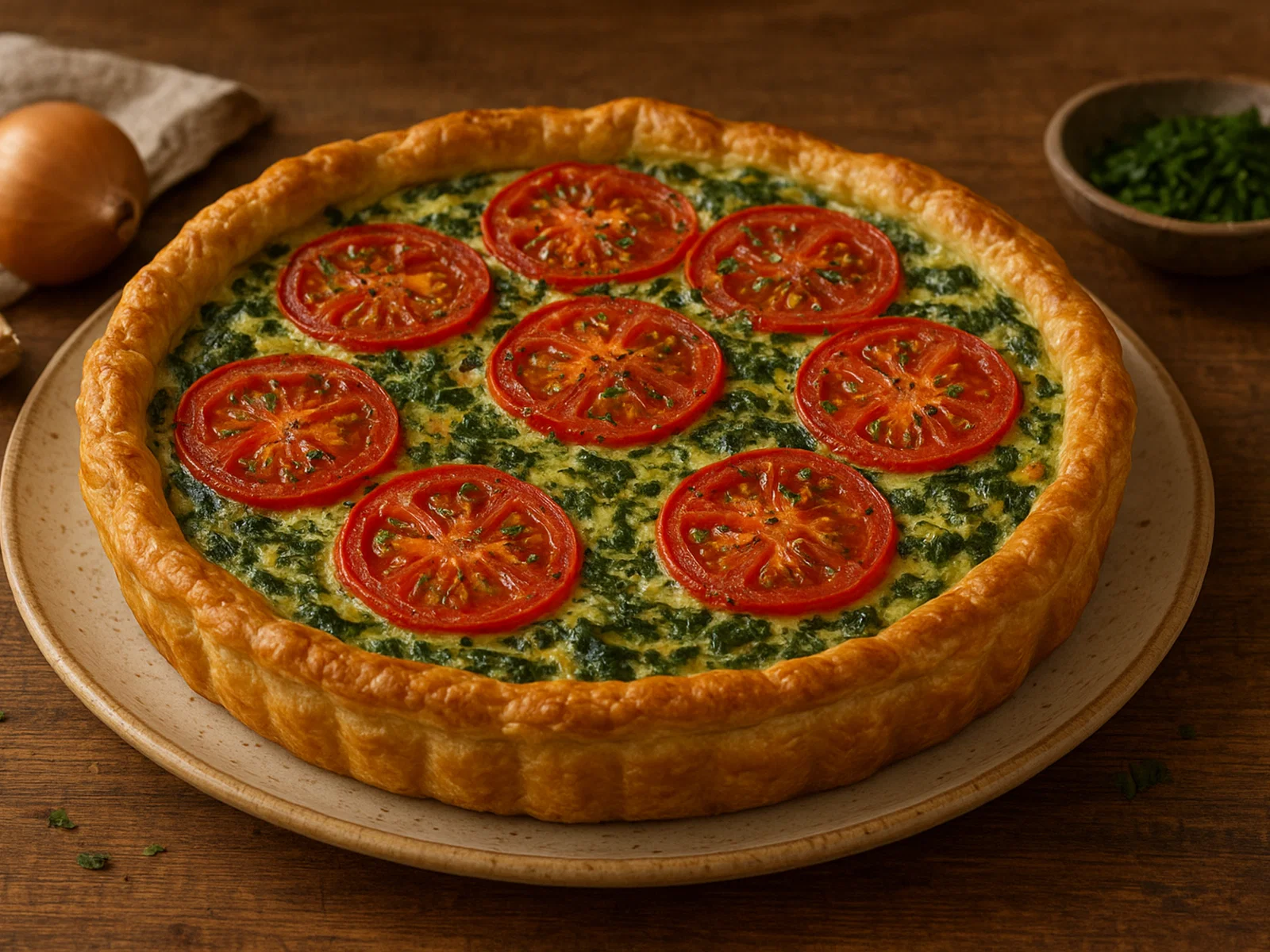 Spinat-Tomaten-Tarte mit Blätterteig