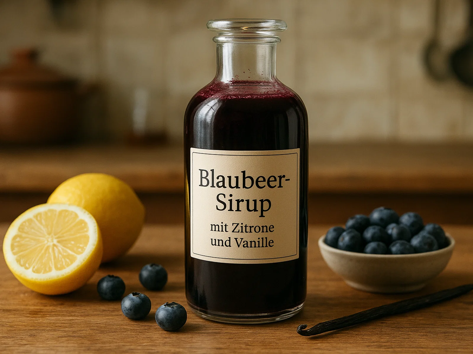 Blaubeer-Sirup mit Zitrone und Vanille