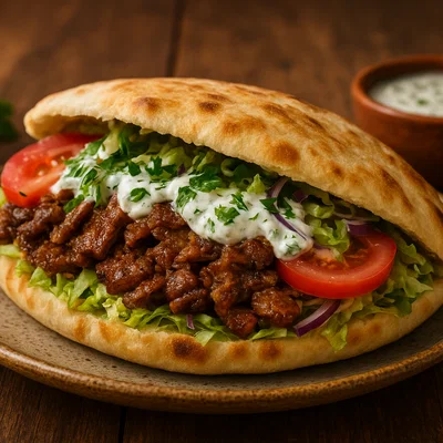 Klassischer türkischer Döner-Kebab im Fladenbrot
