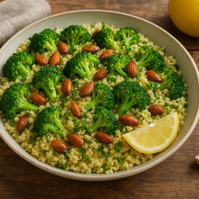 Brokkoli-Couscous mit gerösteten Mandeln