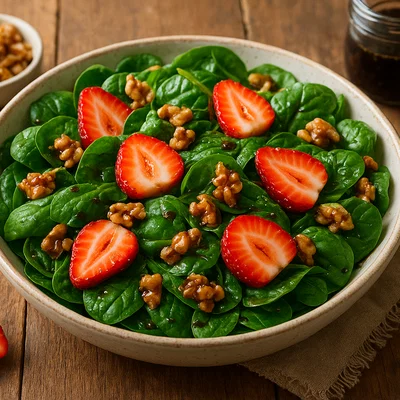 Spinat-Salat mit Erdbeeren und Walnüssen