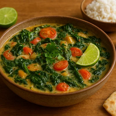 Vegetarisches Lupulu mit Spinat und Kokosmilch