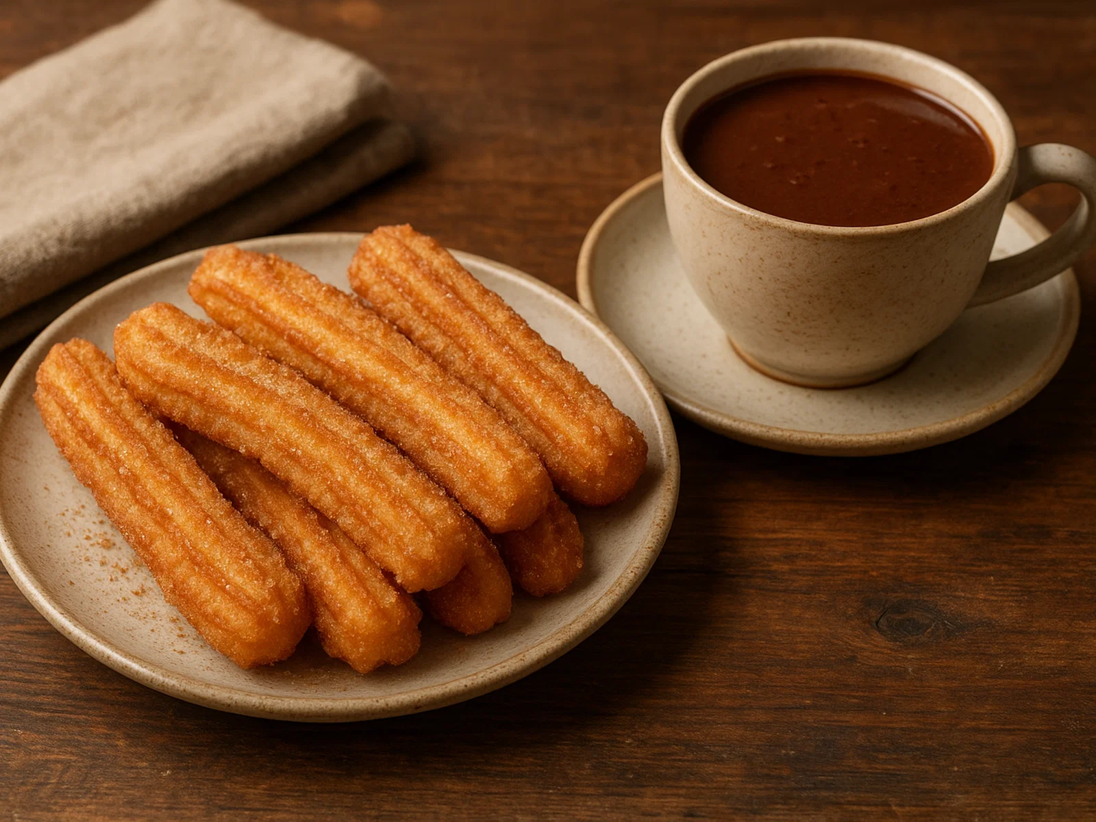 Churros con Chocolate – Spanische Brandteigstangen mit heißer Schokolade