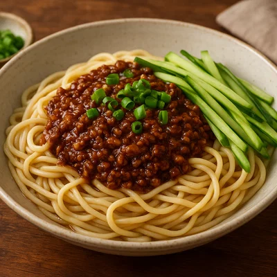Zhajiang Mian – Nordchinesische Weizennudeln mit würziger Fleisch-Sojabohnen-Sauce