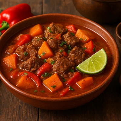 Karibischer Pepper Pot Eintopf mit Rindfleisch