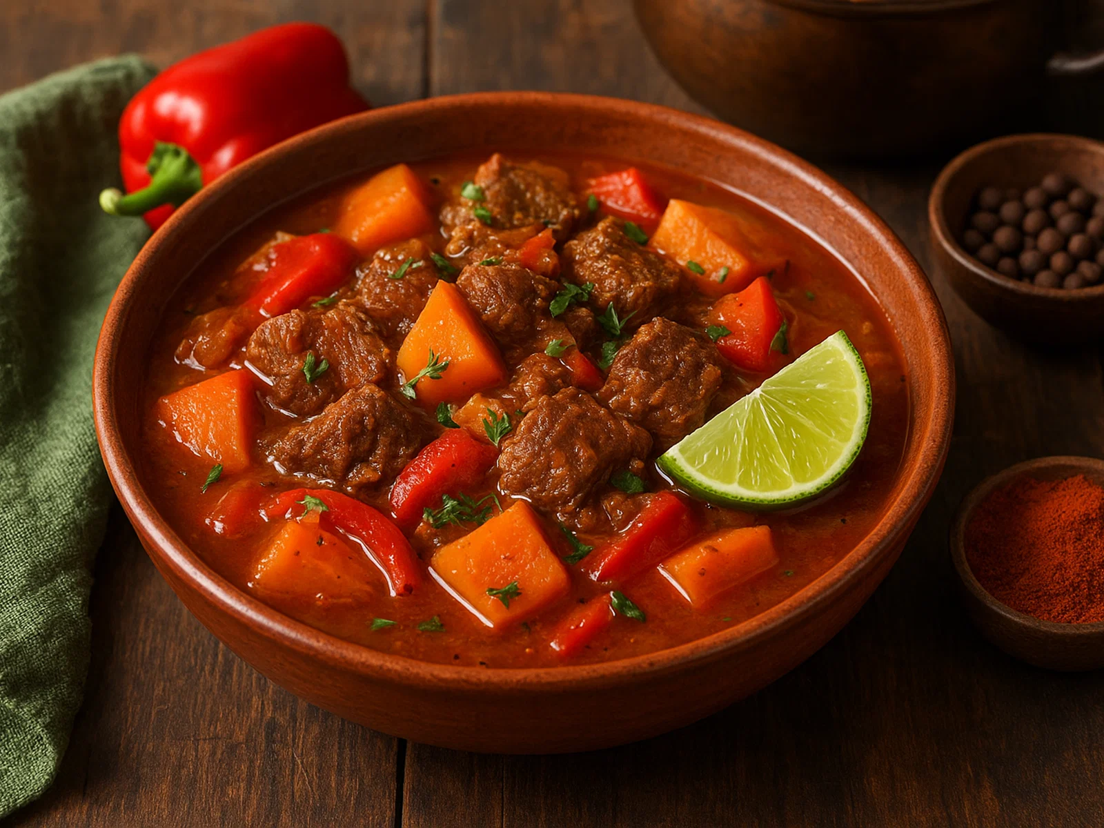 Karibischer Pepper Pot Eintopf mit Rindfleisch