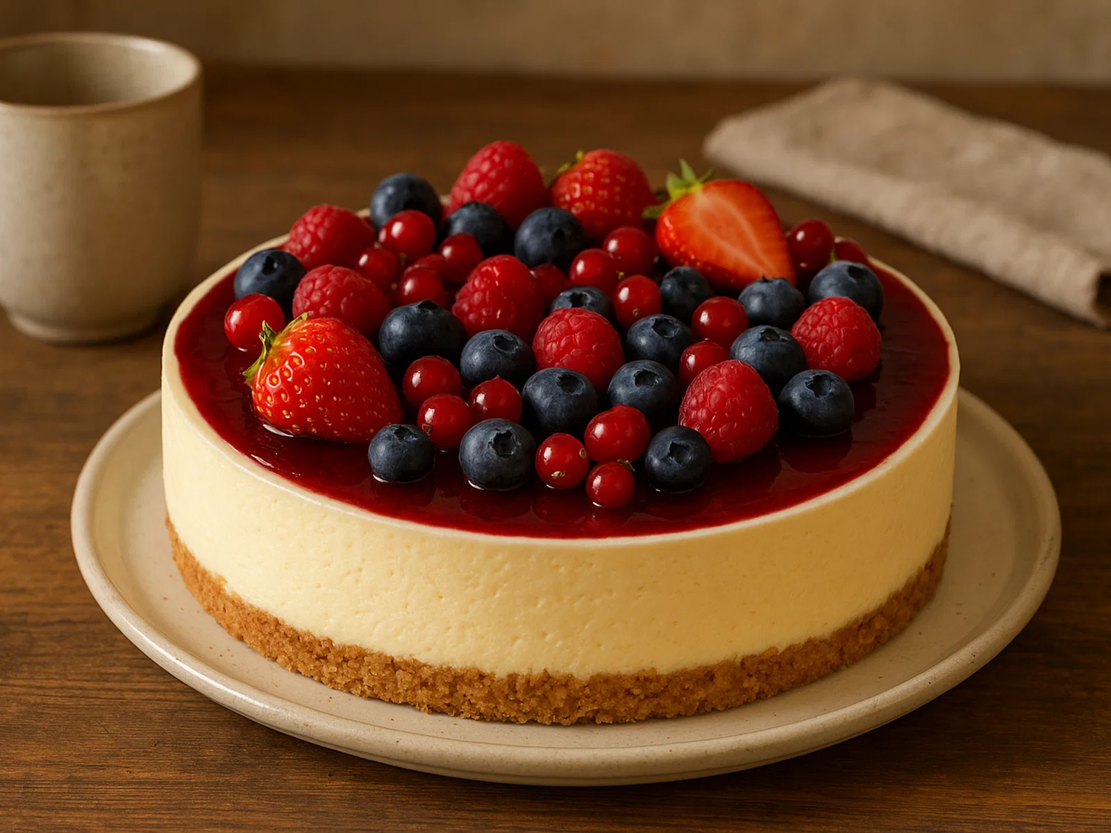 Weiße Schokoladenmousse-Torte mit Beeren