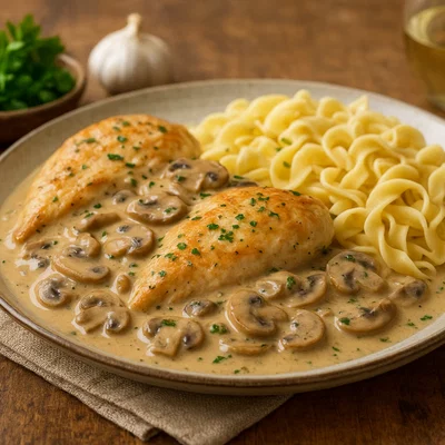 Hühnchen in Champignon-Rahmsauce