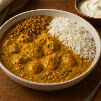 Madrouba mit Hähnchen, Reis und Linsen