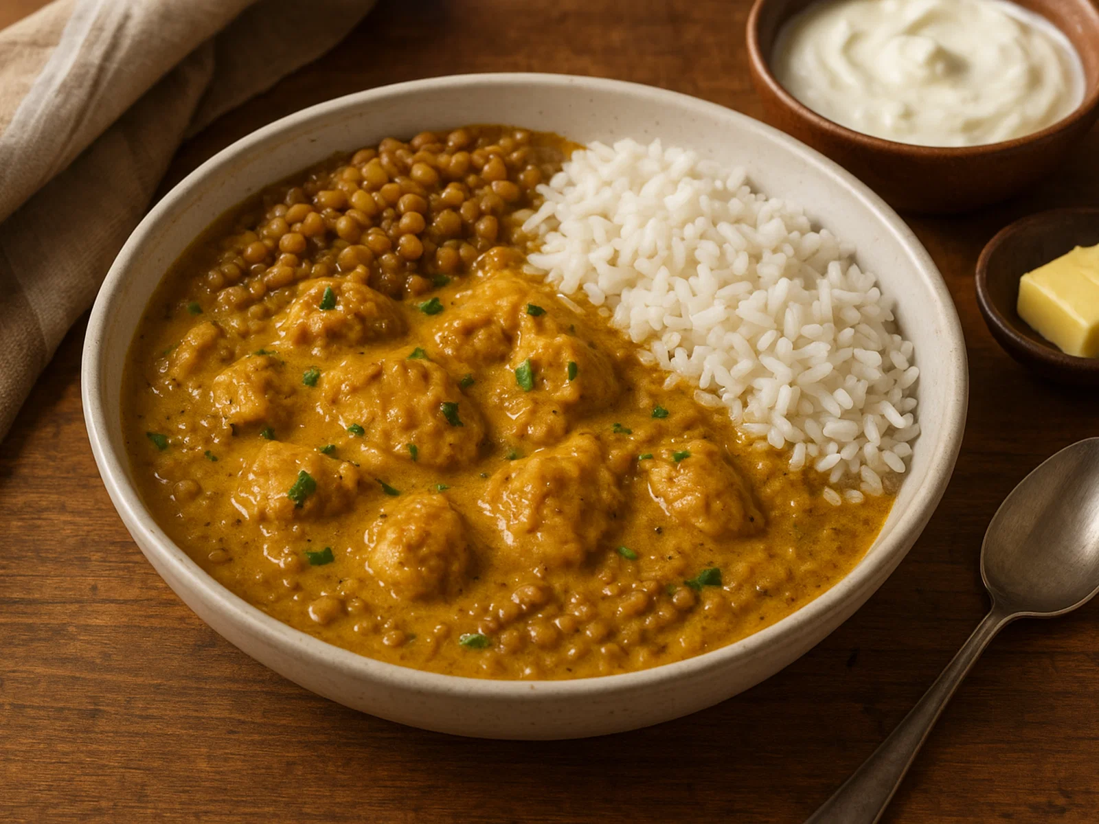 Madrouba mit Hähnchen, Reis und Linsen