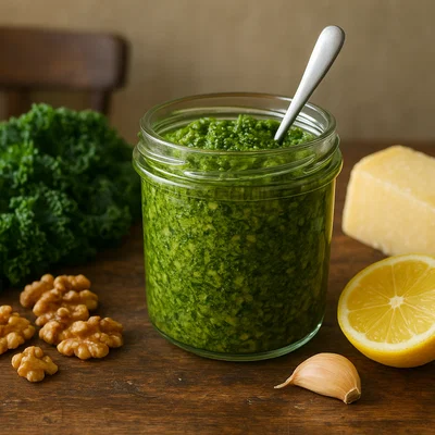 Grünkohl-Pesto mit Walnüssen und Parmesan