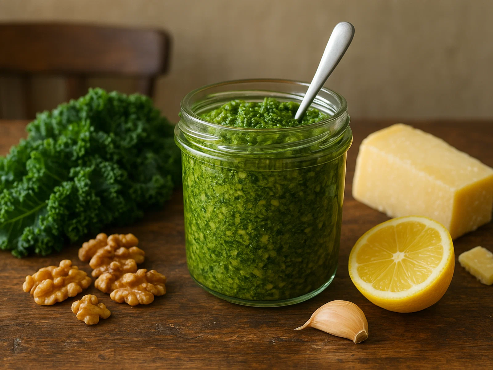 Grünkohl-Pesto mit Walnüssen und Parmesan