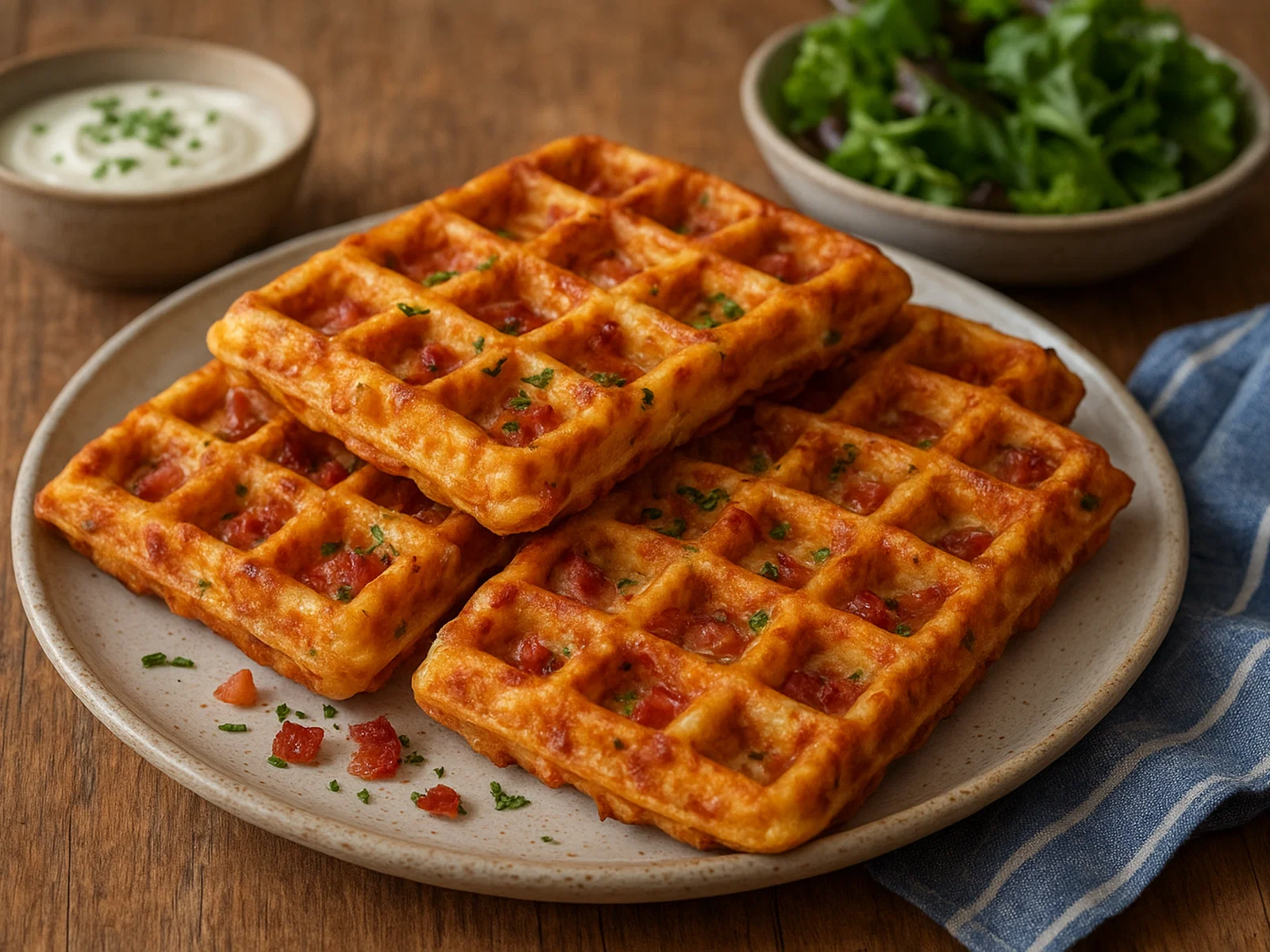 Herzhafte Käse-Speck-Waffeln