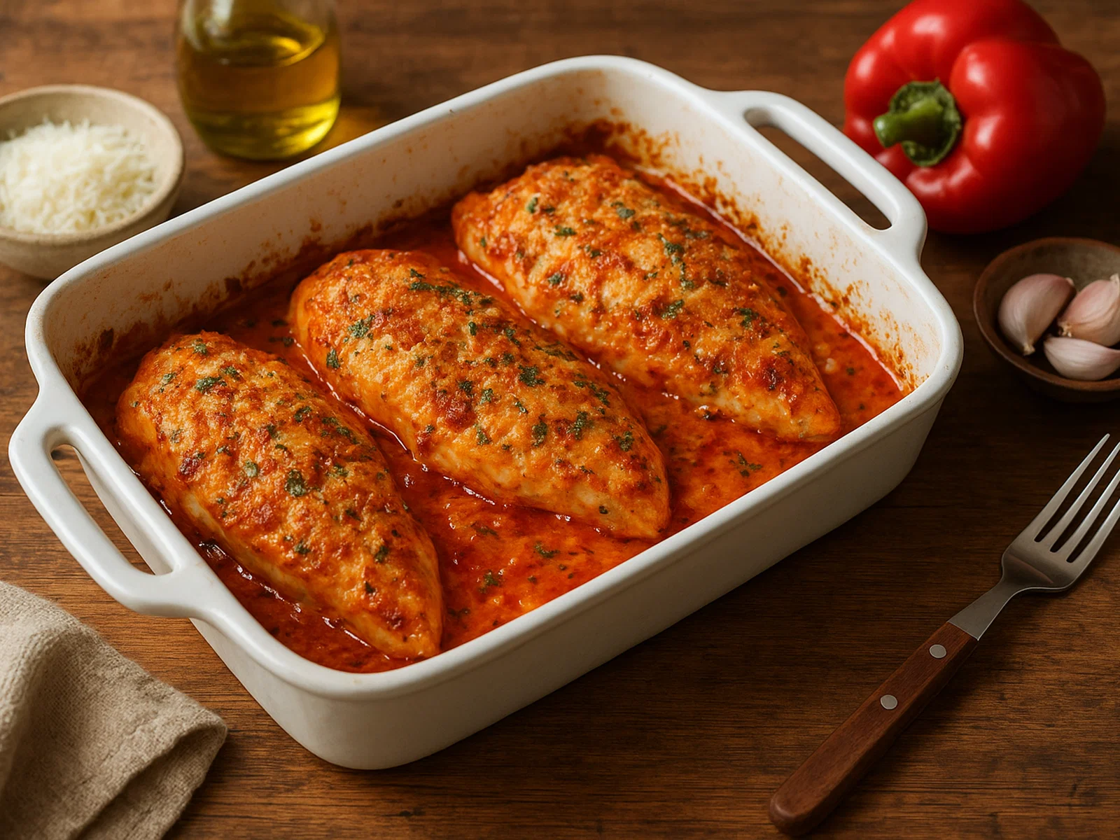 Paprika-Parmesan-Hähnchen aus dem Ofen