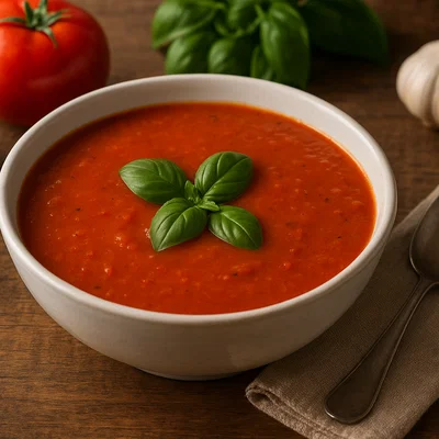 Klassische Tomatensuppe mit Basilikum