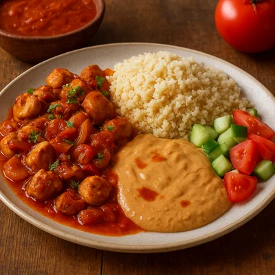 Gari Foto mit Hähnchen und cremiger Erdnusssauce
