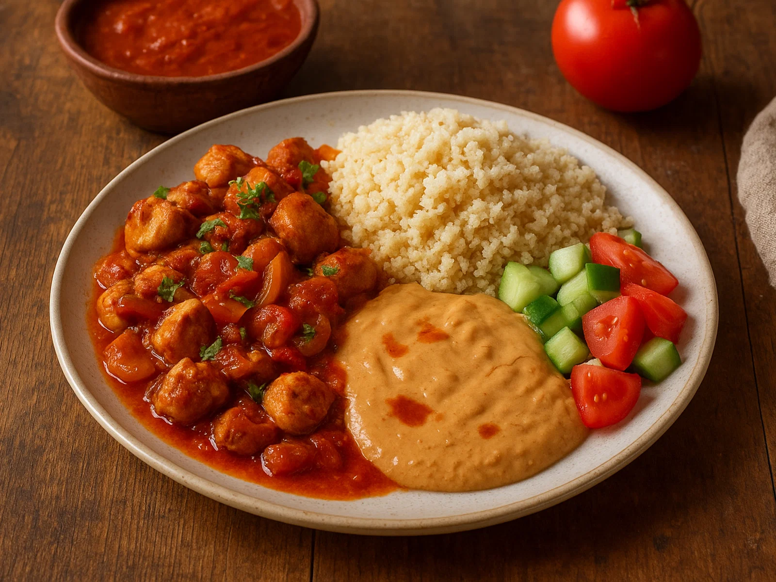 Gari Foto mit Hähnchen und cremiger Erdnusssauce