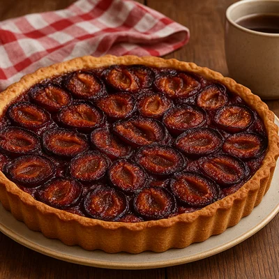 Luxemburgische Quetschentaart (Pflaumen-Mürbeteigkuchen)