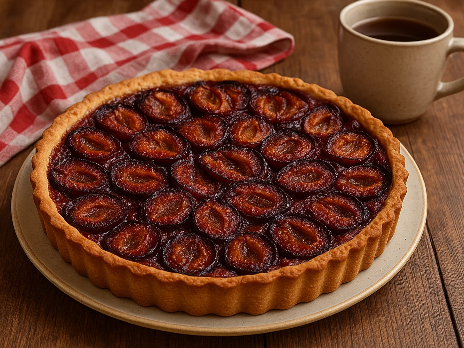 Luxemburgische Quetschentaart (Pflaumen-Mürbeteigkuchen)