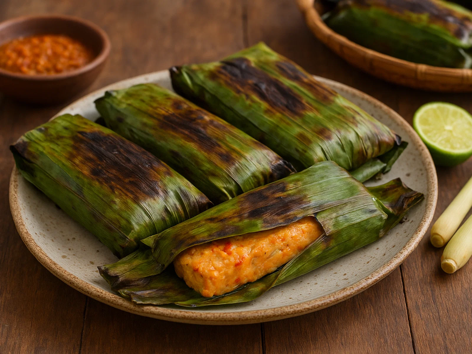 Otak-Otak – Gegrillte Fischkuchen in Bananenblättern