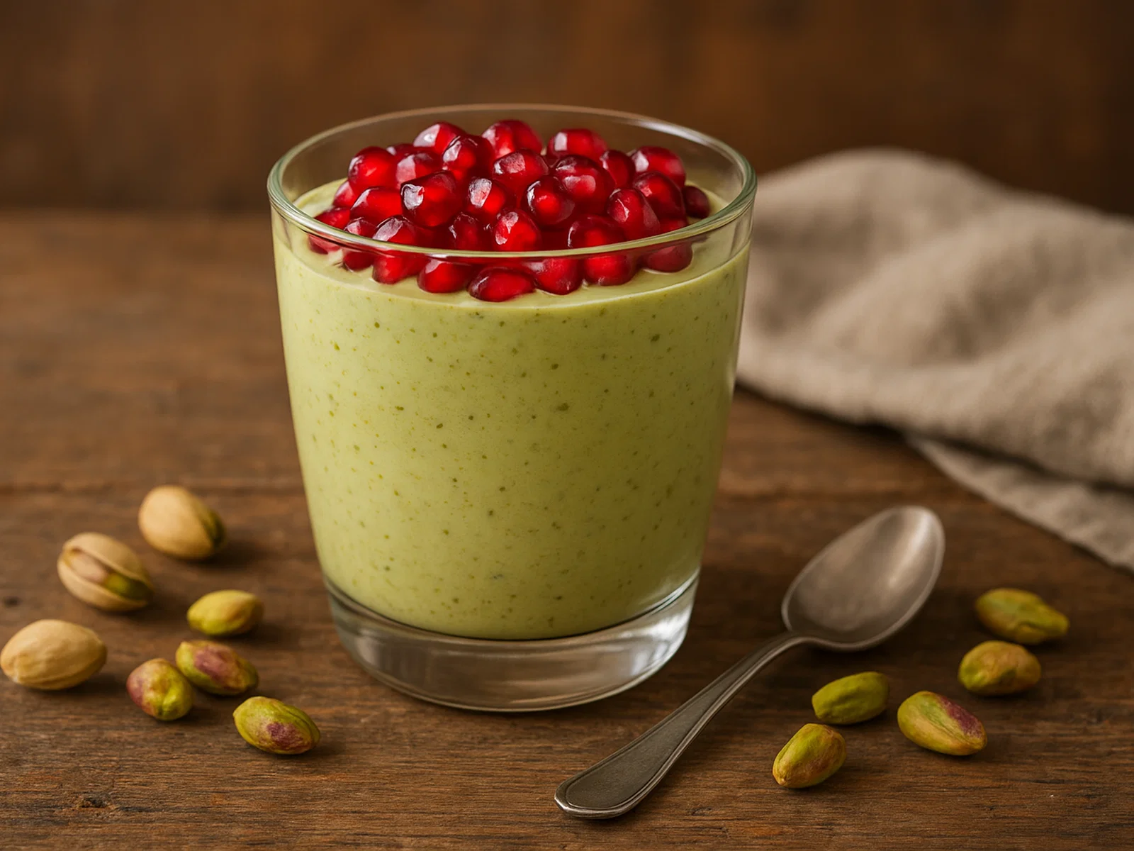 Pistazien-Creme mit Granatapfel