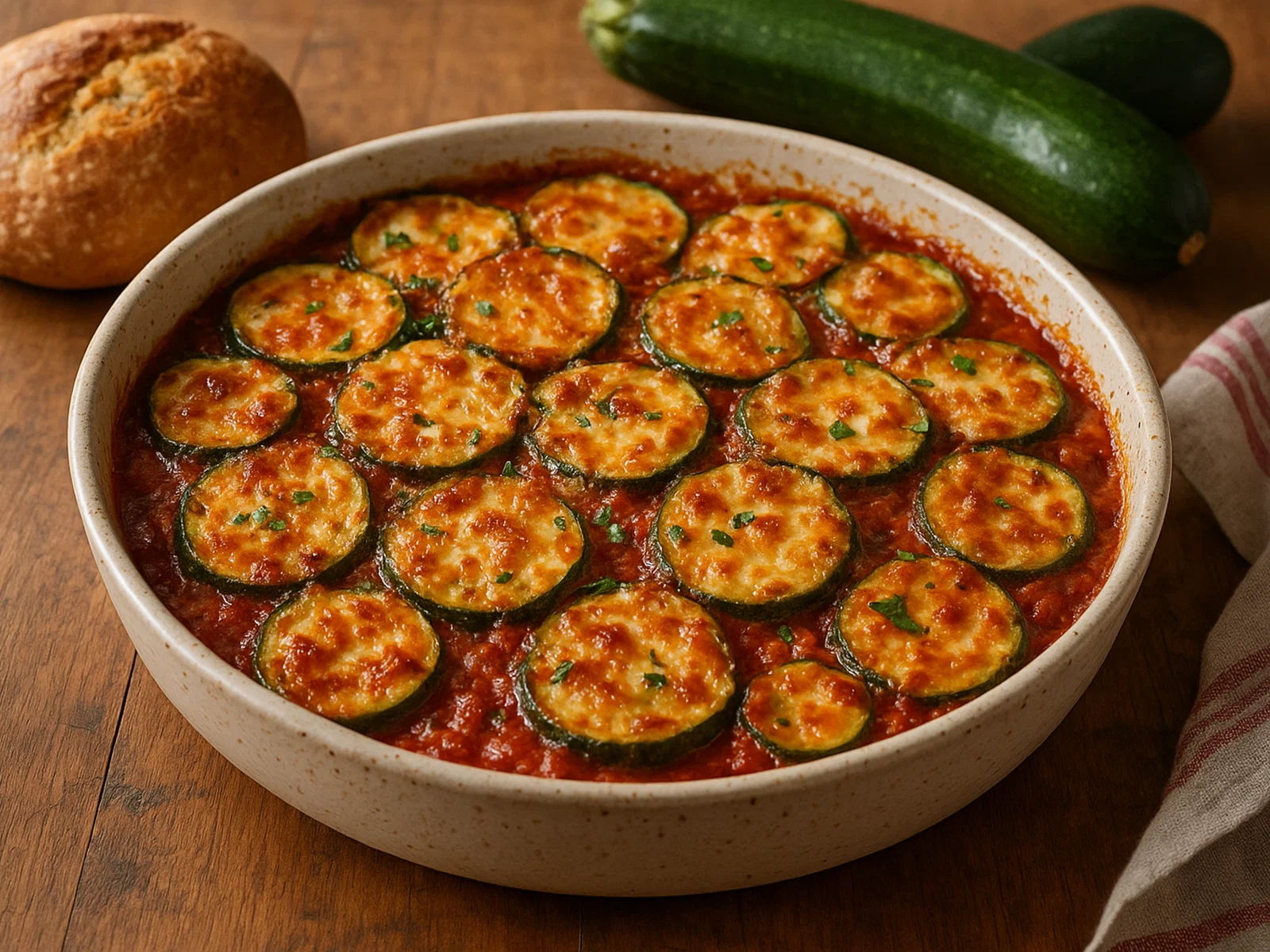 Kabakot – Überbackene Zucchini in würziger Tomatensauce mit Käsekruste