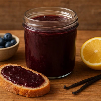 Samtige Blaubeer-Marmelade mit Zitrone und Vanille