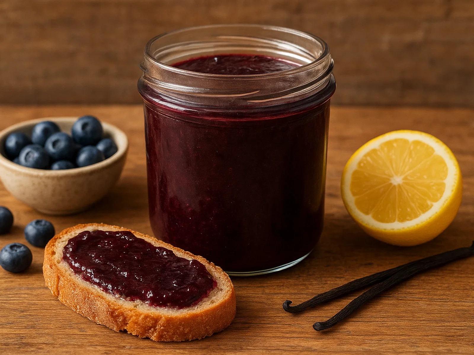 Samtige Blaubeer-Marmelade mit Zitrone und Vanille