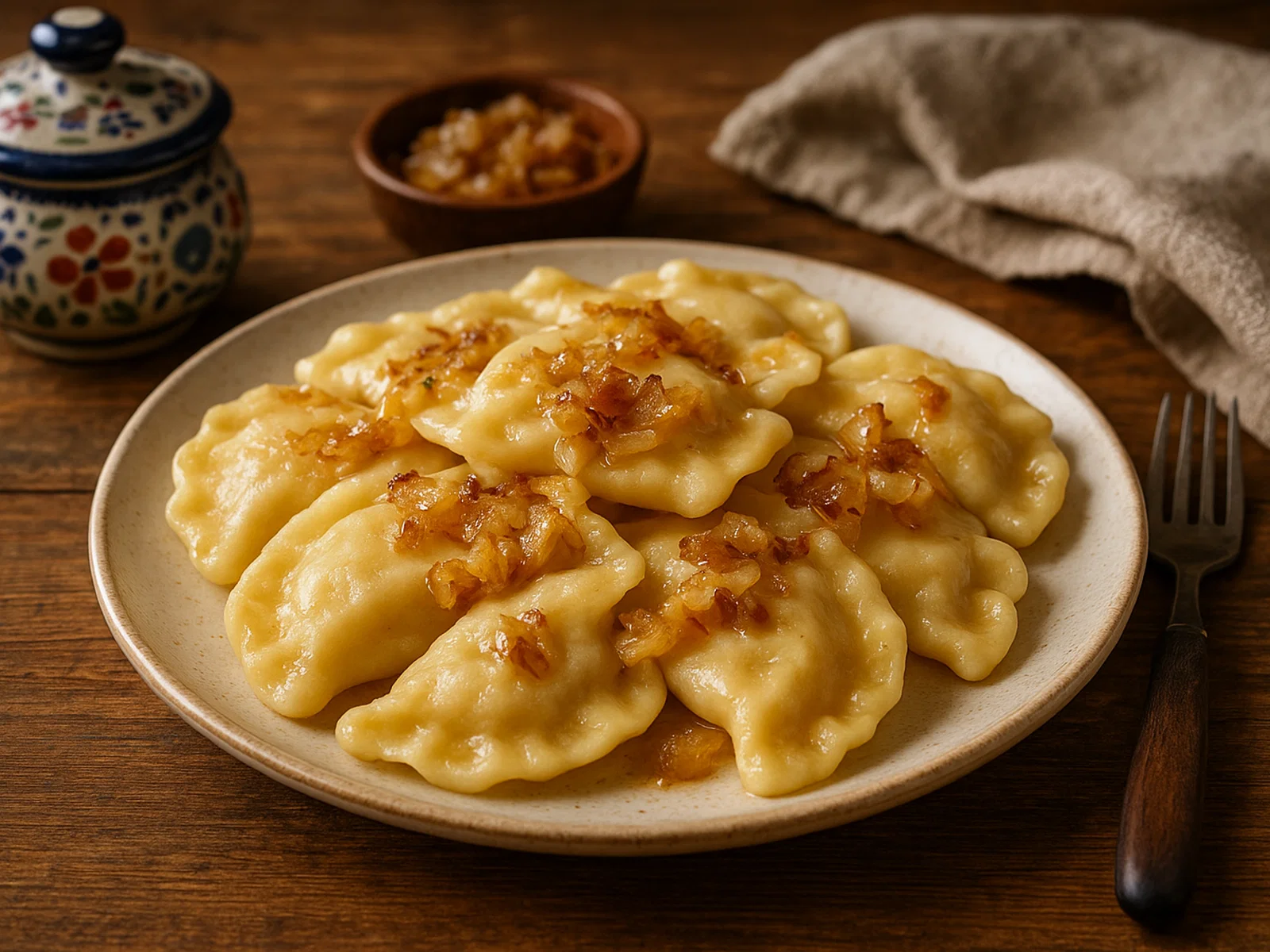 Polnische Pierogi mit Kartoffel-Käse-Füllung