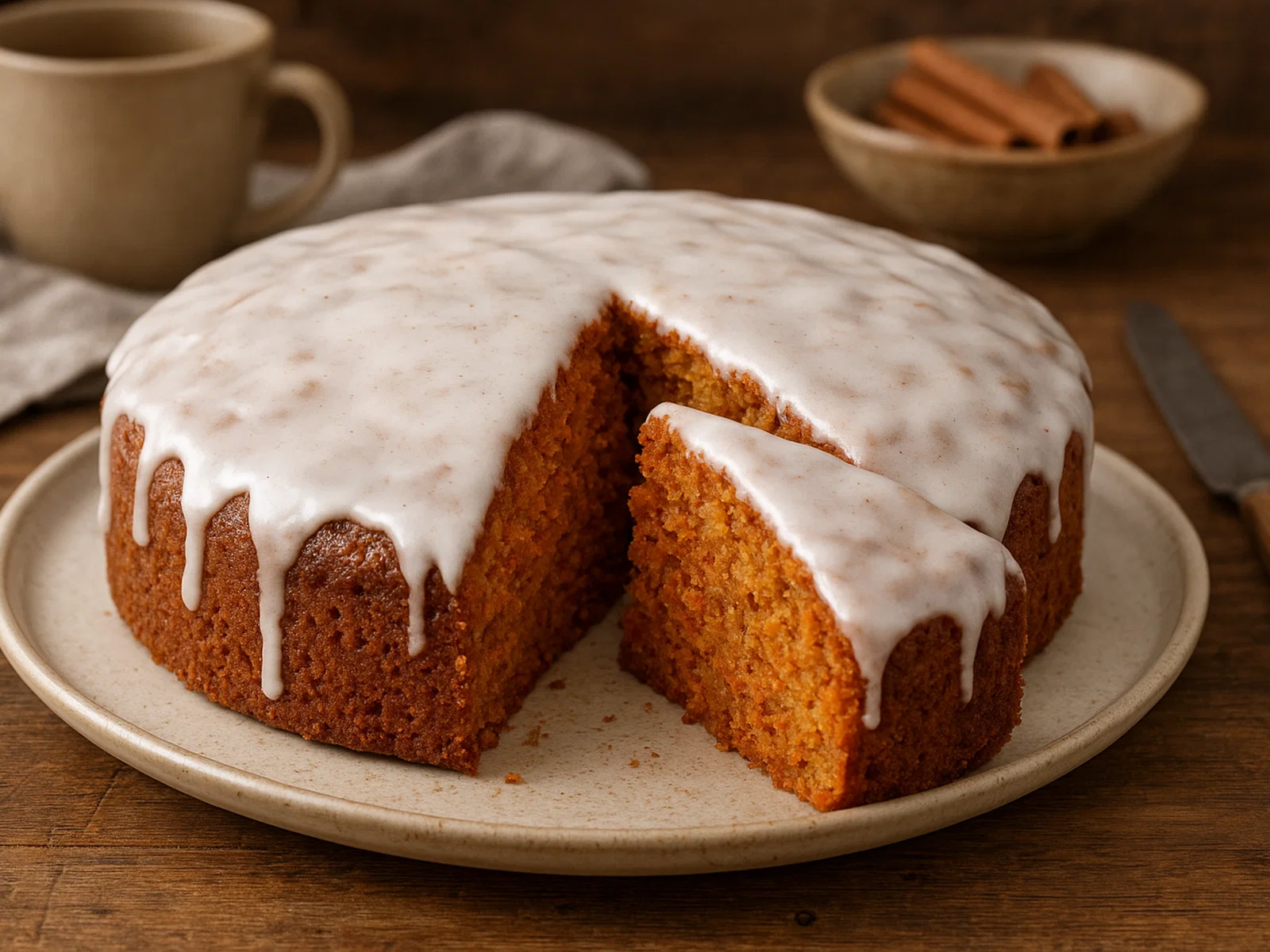 Saftiger Rübenkuchen mit Zimt-Zuckerguss