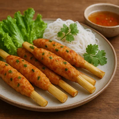 Chao Tom – Vietnamesische Garnelenpaste auf Zuckerrohr