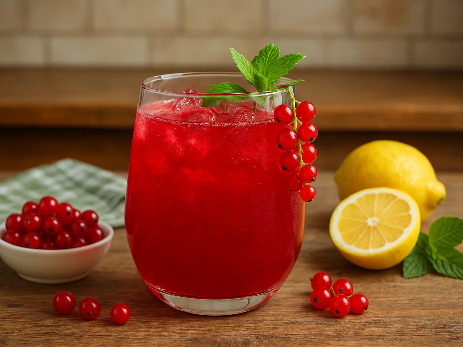 Frischer Johannisbeer-Cocktail mit Zitrusnote