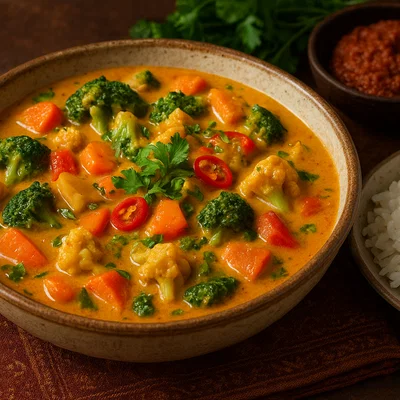 Aromatisches Gemüse-Kokos-Curry (Kari)