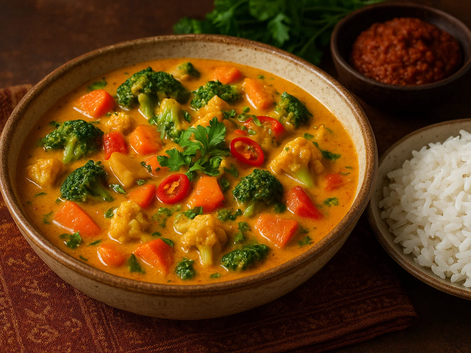 Aromatisches Gemüse-Kokos-Curry (Kari)