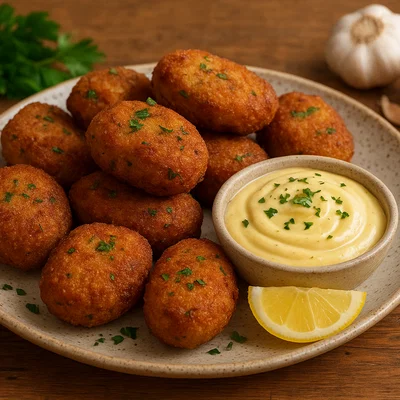 Pilz-Croquettes mit Zitronen-Knoblauch-Aioli