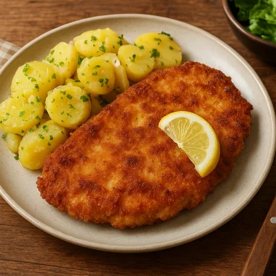 Knuspriges Hähnchenschnitzel mit Zitronennote