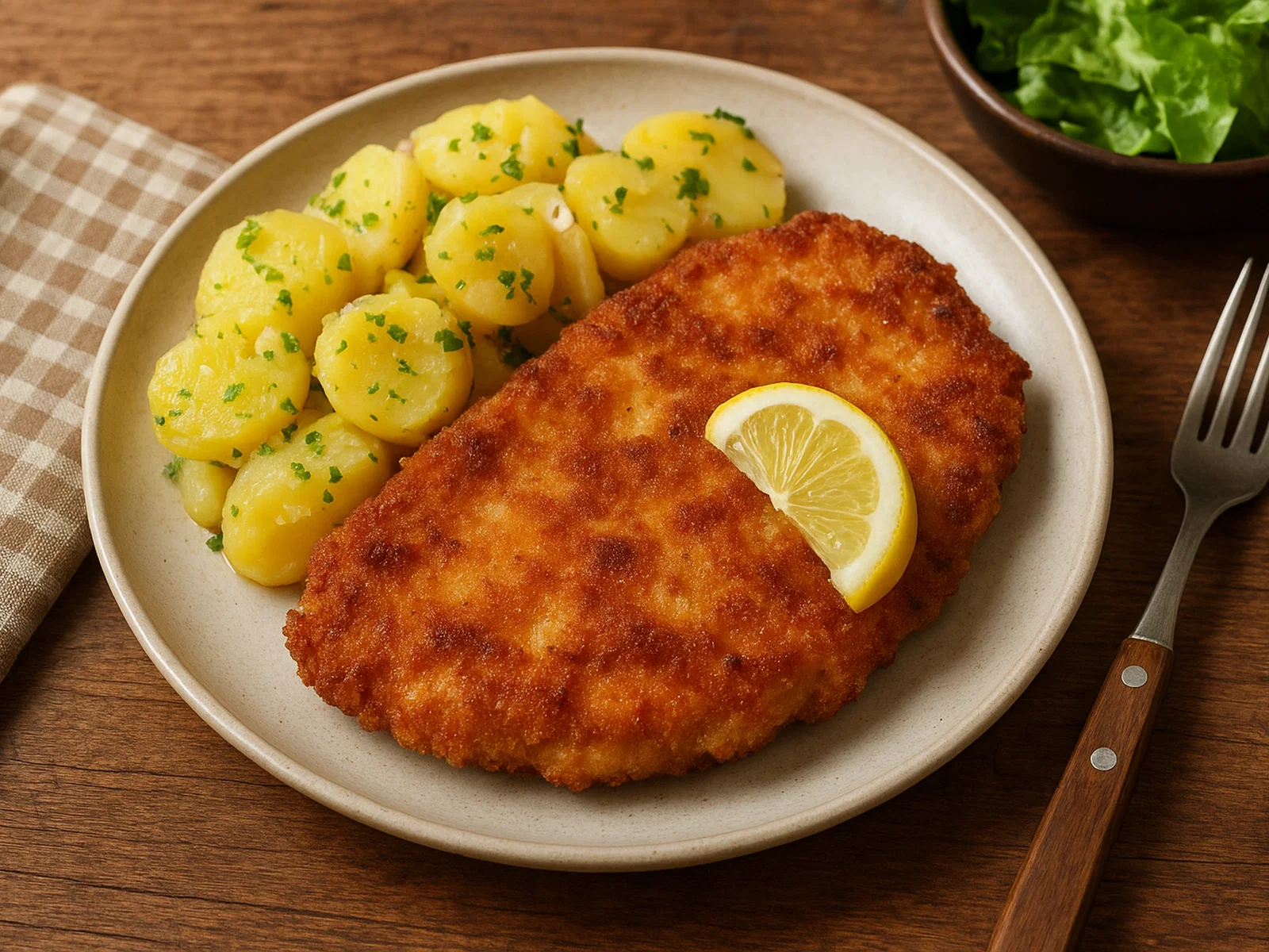 Knuspriges Hähnchenschnitzel mit Zitronennote