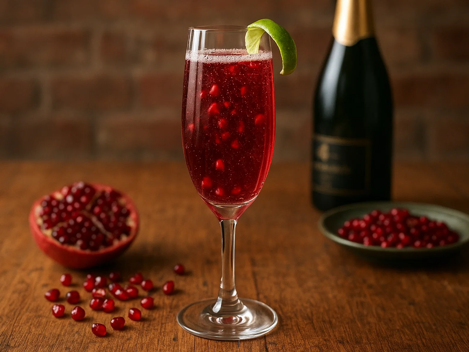 Champagner-Cocktail mit Granatapfel