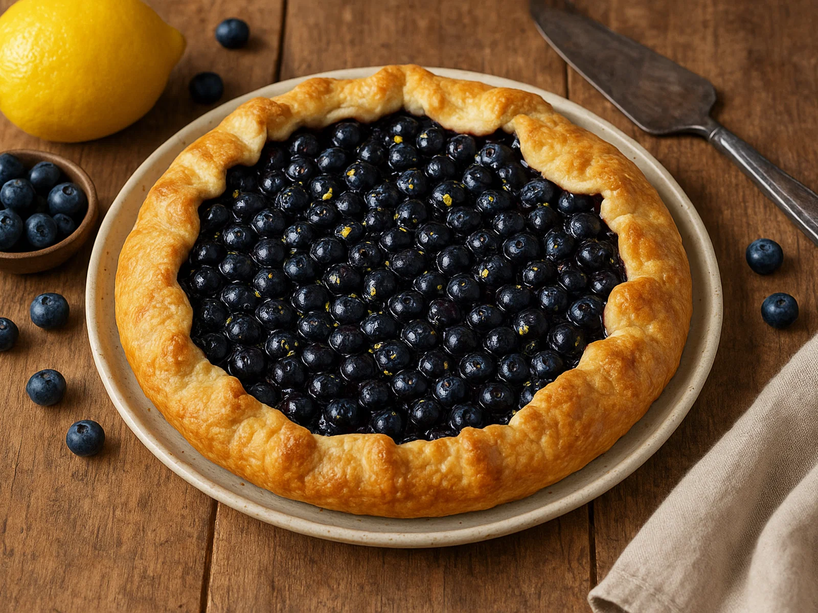 Rustikale Blaubeer-Galette mit Zitronen-Vanille-Note