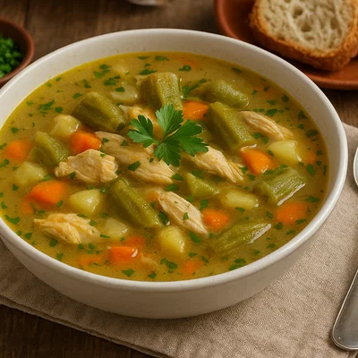 Begova Čorba (Bosnische Bey-Suppe mit Huhn und Okra)
