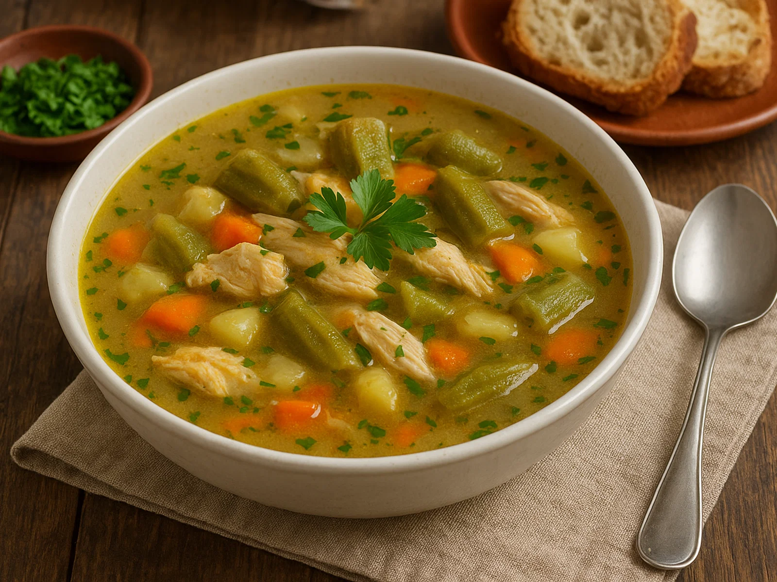 Begova Čorba (Bosnische Bey-Suppe mit Huhn und Okra)