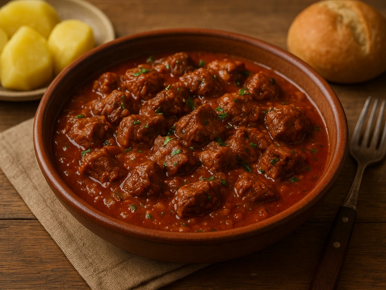 Lakarota – geschmortes Rindfleisch in würziger Tomaten-Kräuter-Sauce