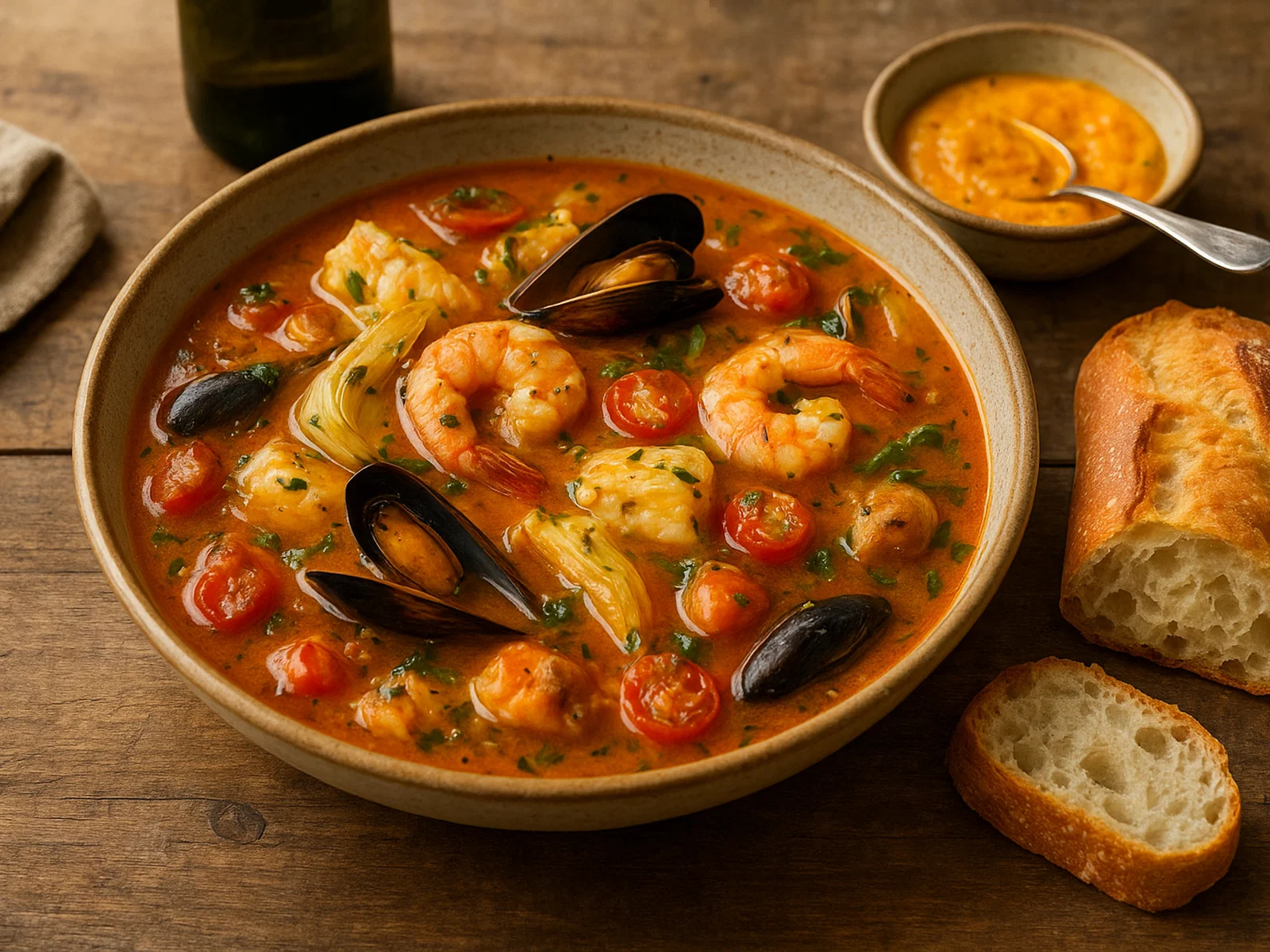 Provenzalische Bouillabaisse – klassische Fischsuppe aus der Provence
