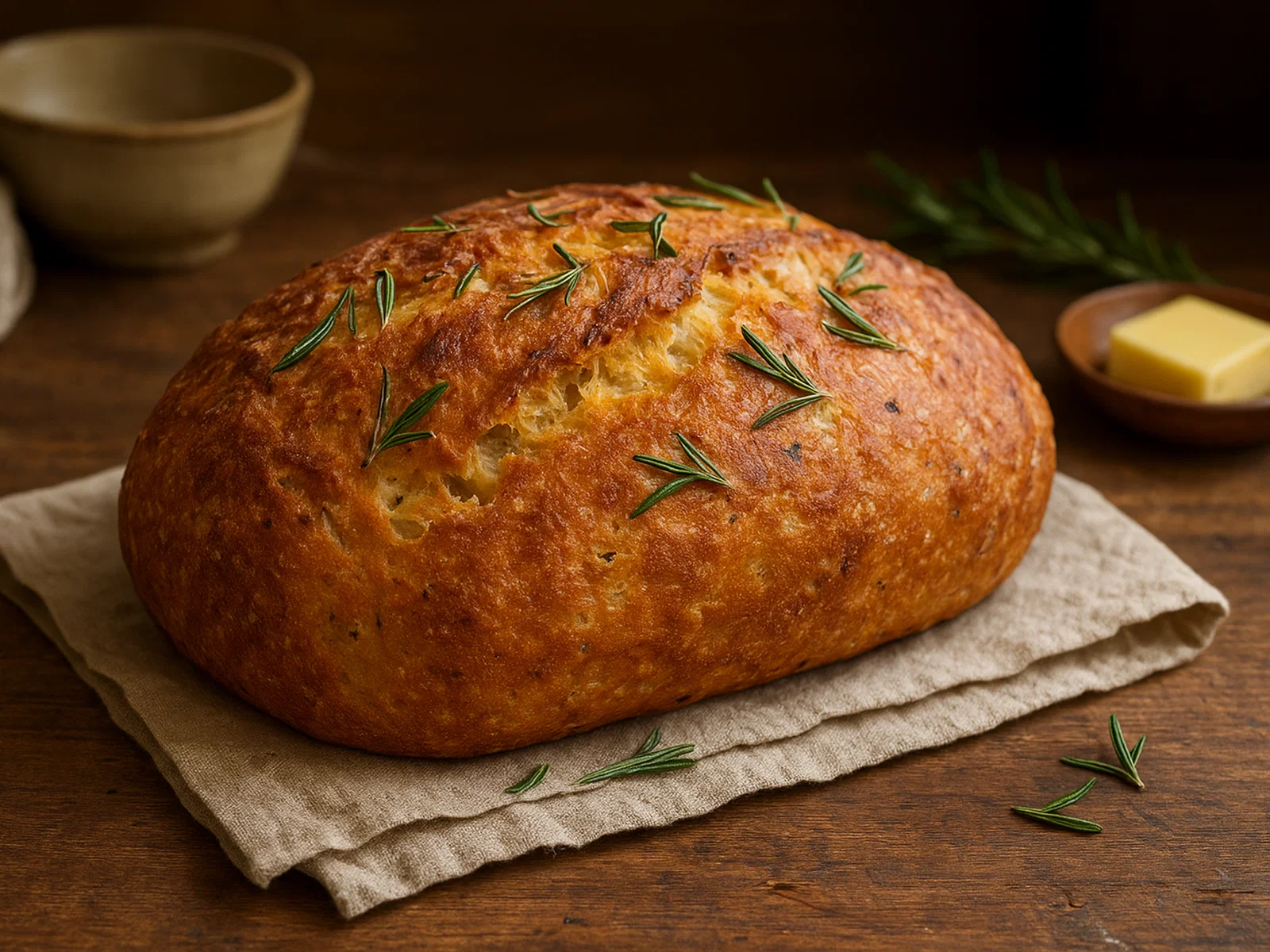 Buttriges Kartoffelbrot mit Buttermilch und Rosmarin